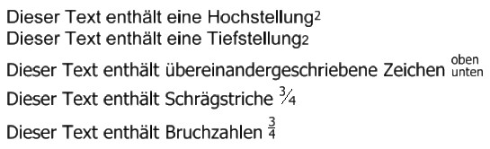 Beispiele Hochstellung