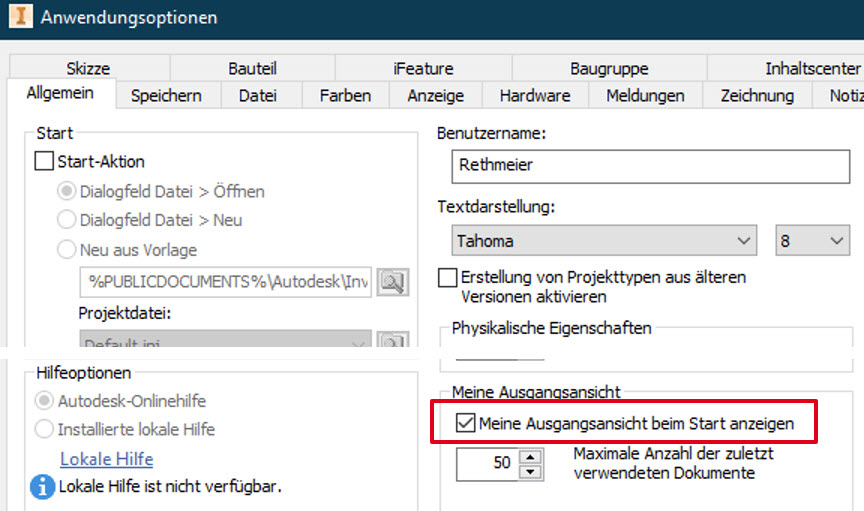Tipps und Tricks für Autodesk Inventor_Eigene Startseite_Startseite_deaktivieren