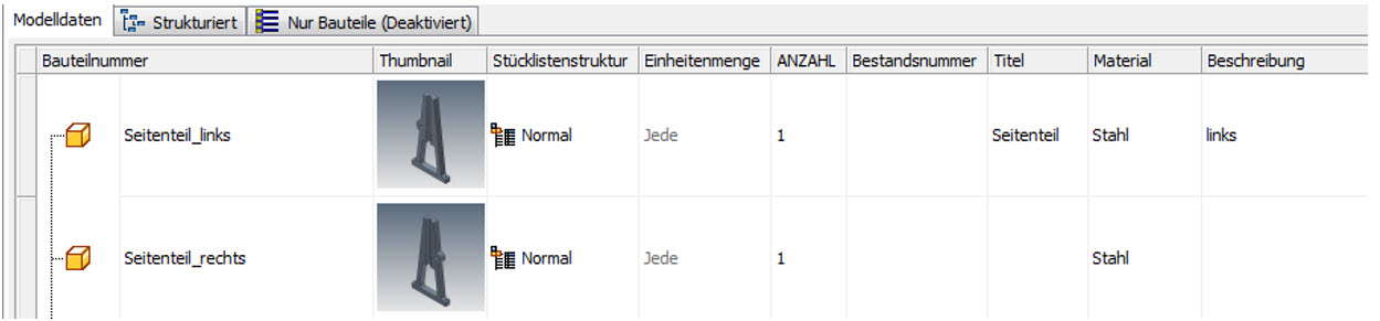 iProperties per Stückliste ändern_Informationen eintragen