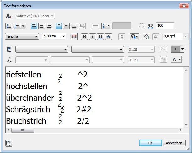 Unterschiedliche Formatierungen