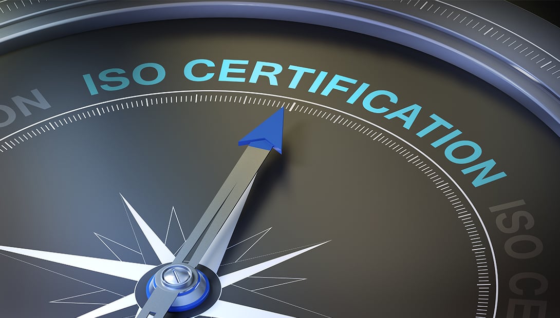 Kompasse zeigt auf den Begriff ISO Certification