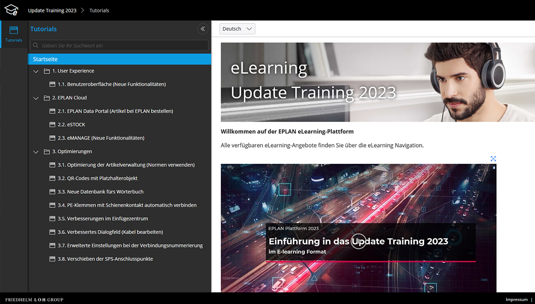 Screenshot eLearning-Plattform Update Training 2023 