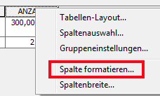 Spaltenformatierung