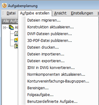 Aufgabenplanung im Inventor