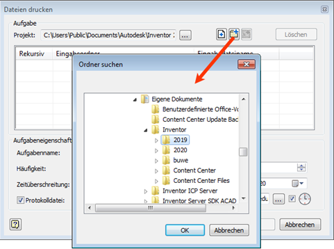 Aufgabenplanung im Inventor
